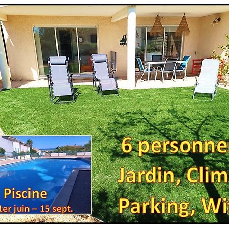 Plain-Pied Jardin 6 Personnes Clim Vue Mer Parking Wifi Terrasse Piscine Dans La Residence Saint-Pierre-la-Mer  Luaran gambar