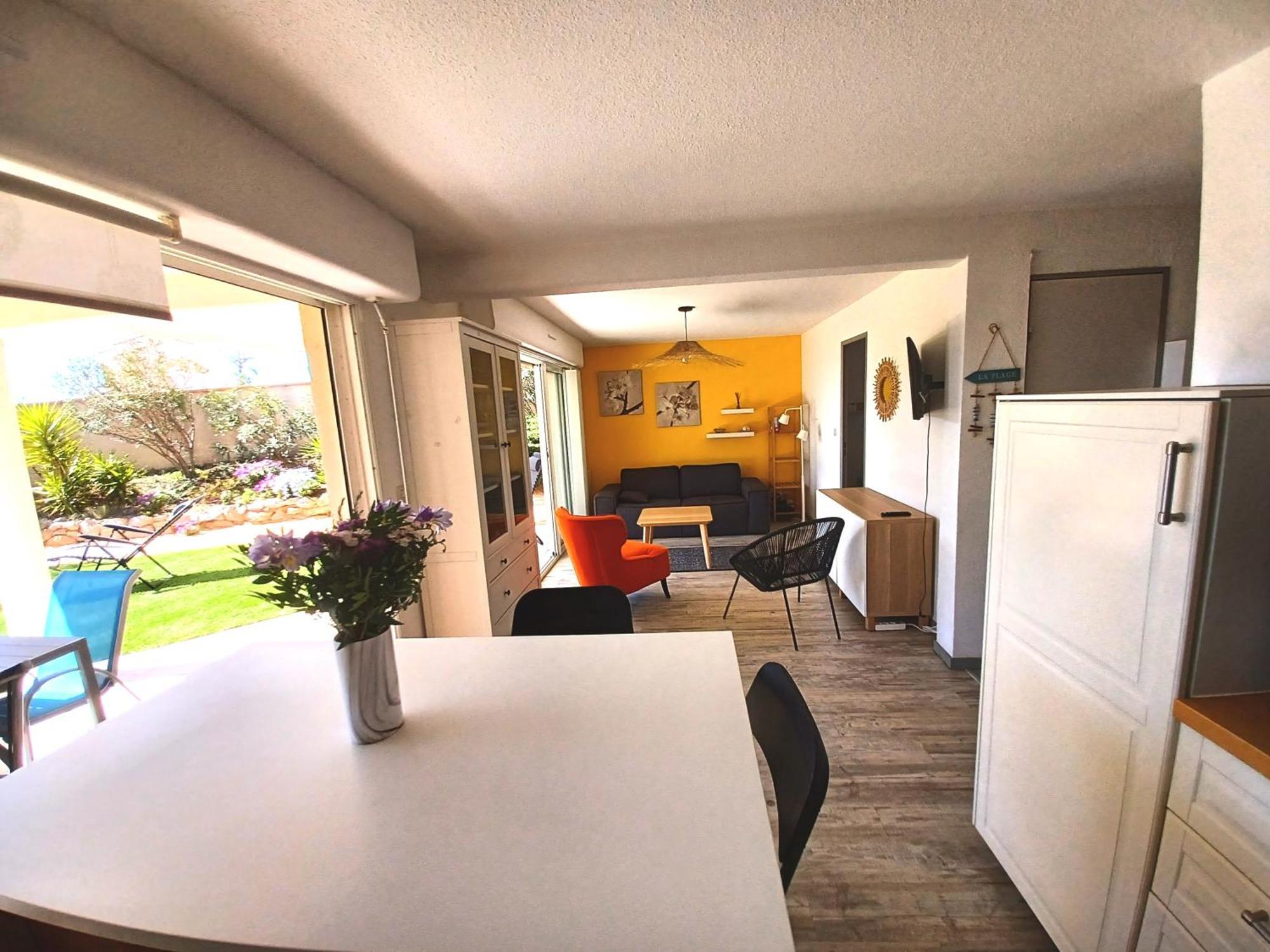 Plain-Pied Jardin 6 Personnes Clim Vue Mer Parking Wifi Terrasse Piscine Dans La Residence Saint-Pierre-la-Mer  Luaran gambar