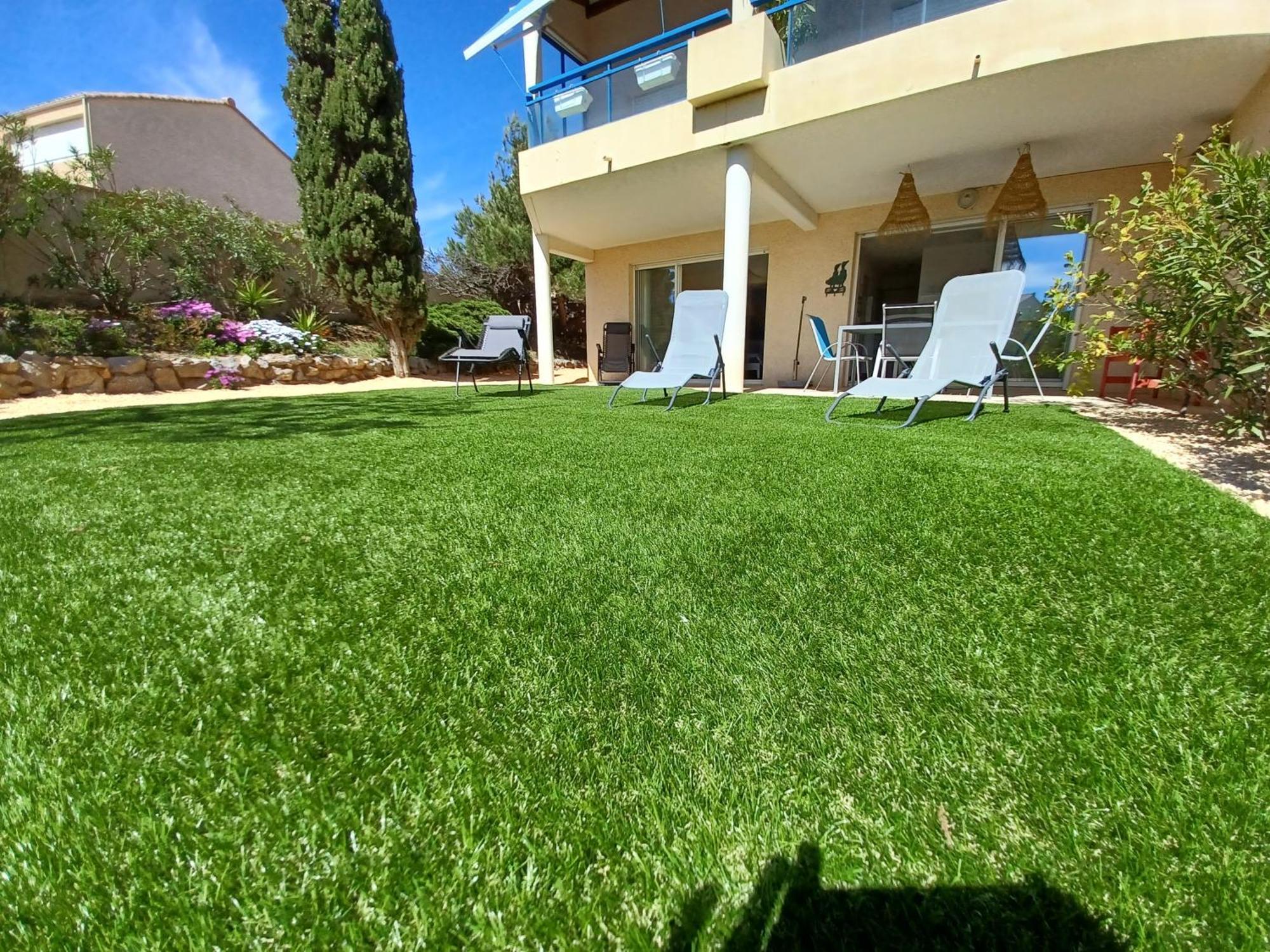 Plain-Pied Jardin 6 Personnes Clim Vue Mer Parking Wifi Terrasse Piscine Dans La Residence Saint-Pierre-la-Mer  Luaran gambar