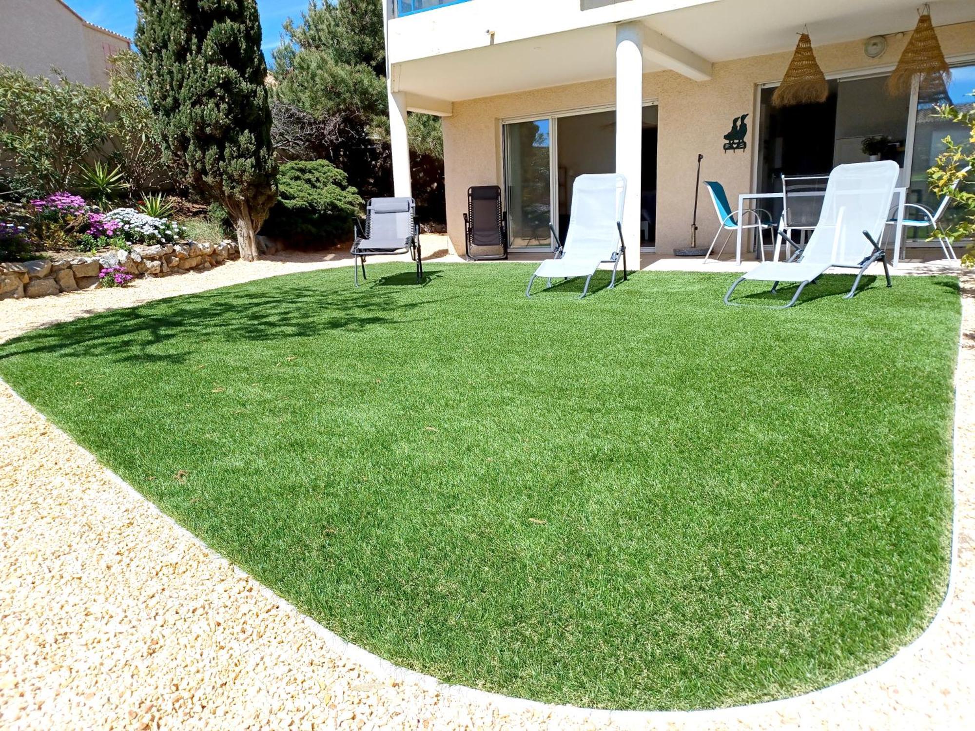 Plain-Pied Jardin 6 Personnes Clim Vue Mer Parking Wifi Terrasse Piscine Dans La Residence Saint-Pierre-la-Mer  Luaran gambar