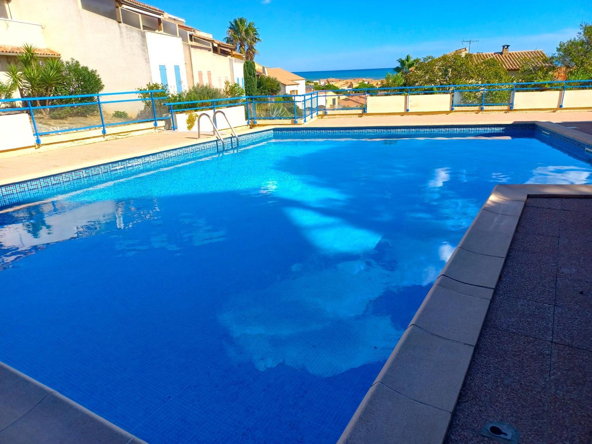 Plain-Pied Jardin 6 Personnes Clim Vue Mer Parking Wifi Terrasse Piscine Dans La Residence Saint-Pierre-la-Mer  Luaran gambar