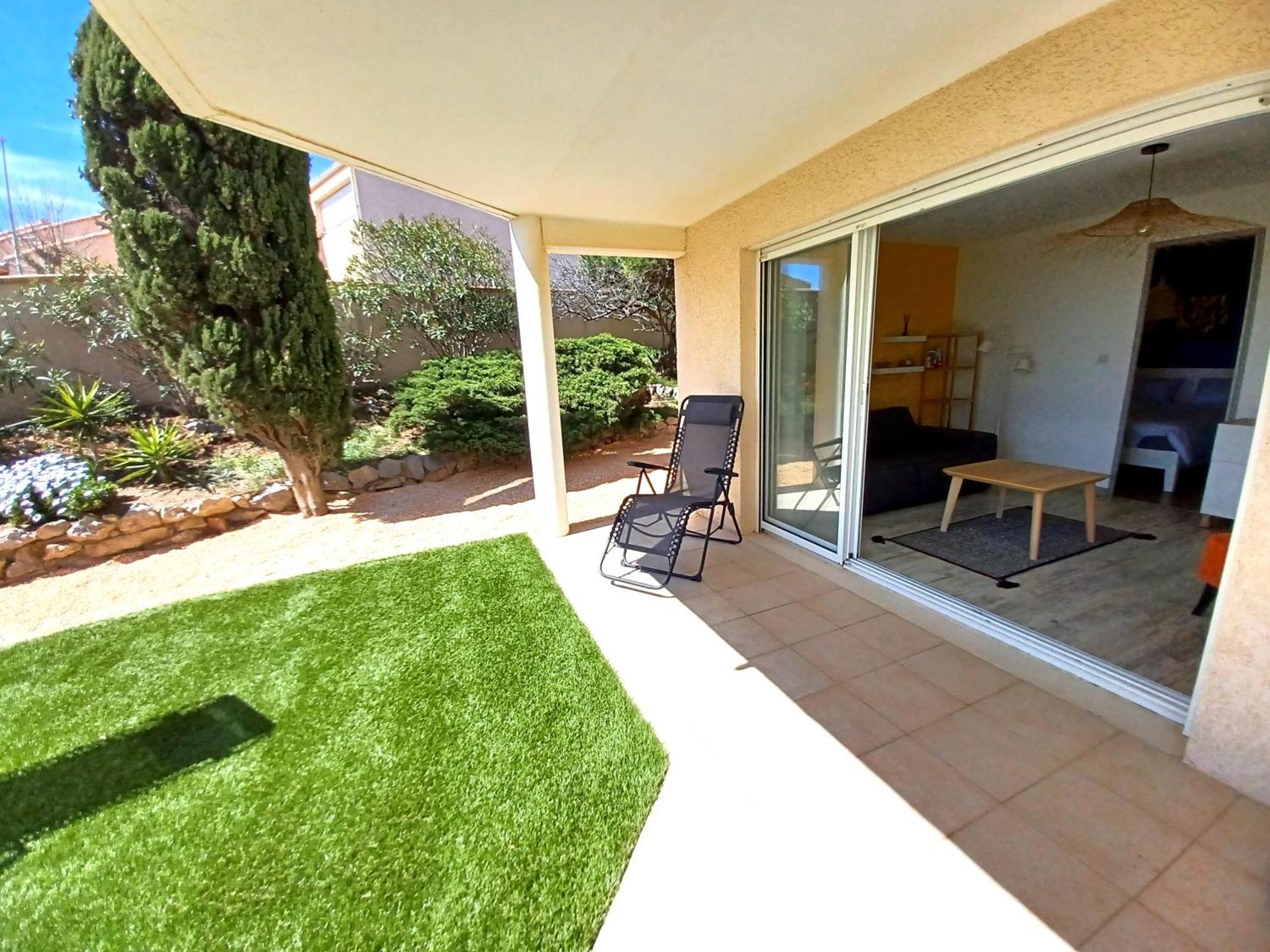 Plain-Pied Jardin 6 Personnes Clim Vue Mer Parking Wifi Terrasse Piscine Dans La Residence Saint-Pierre-la-Mer  Luaran gambar
