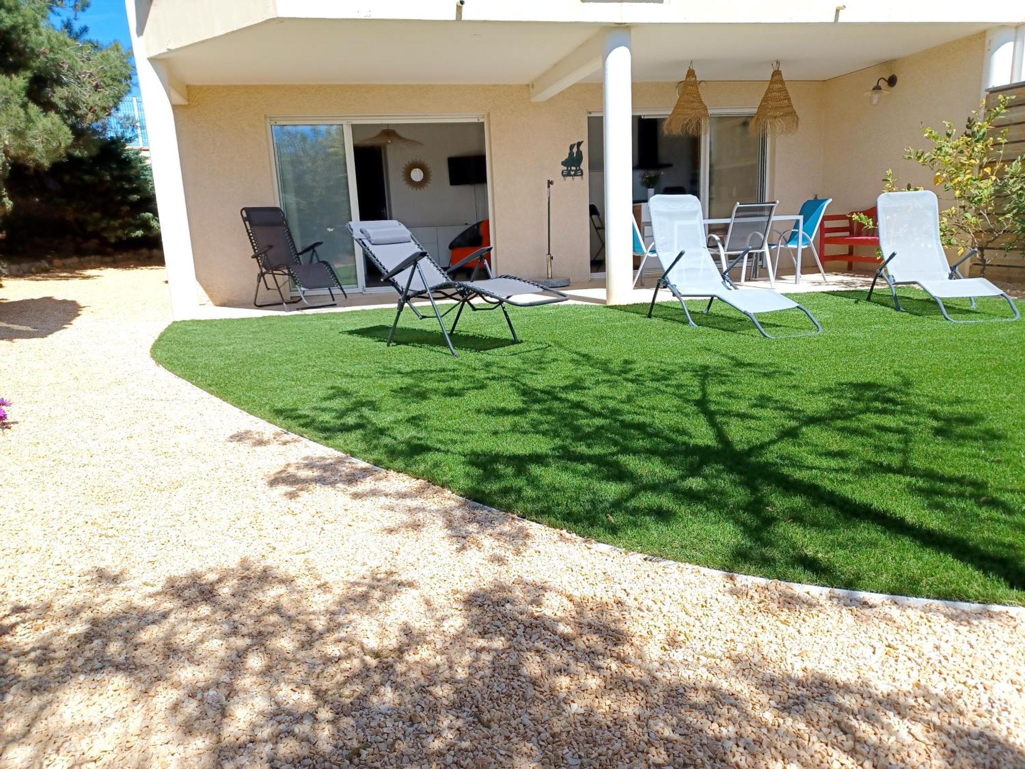 Plain-Pied Jardin 6 Personnes Clim Vue Mer Parking Wifi Terrasse Piscine Dans La Residence Saint-Pierre-la-Mer  Luaran gambar