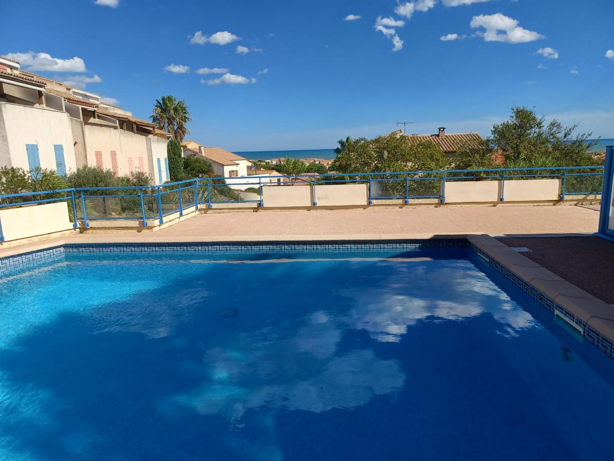 Plain-Pied Jardin 6 Personnes Clim Vue Mer Parking Wifi Terrasse Piscine Dans La Residence Saint-Pierre-la-Mer  Luaran gambar